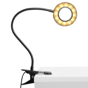 Zwarte Ring multicolor LED loeplamp (met tafelklem) 3