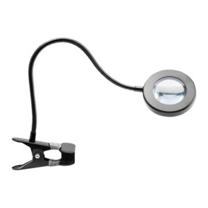 Zwarte Ring multicolor LED loeplamp (met tafelklem)