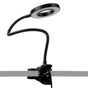 Zwarte Ring multicolor LED loeplamp (met tafelklem) 4